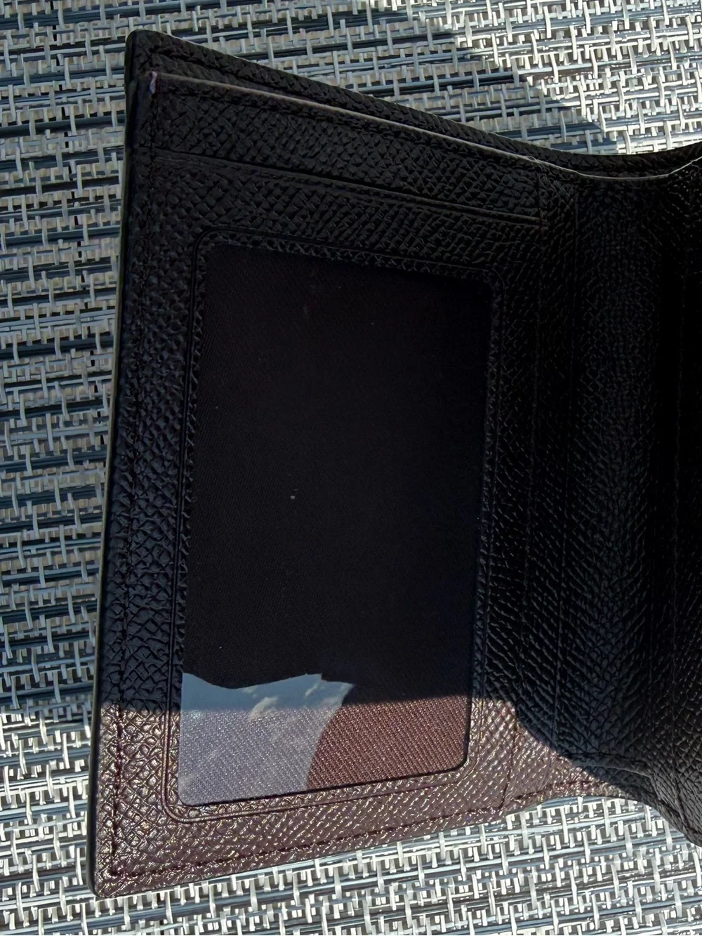 Coach metallic purple trifold button wallet